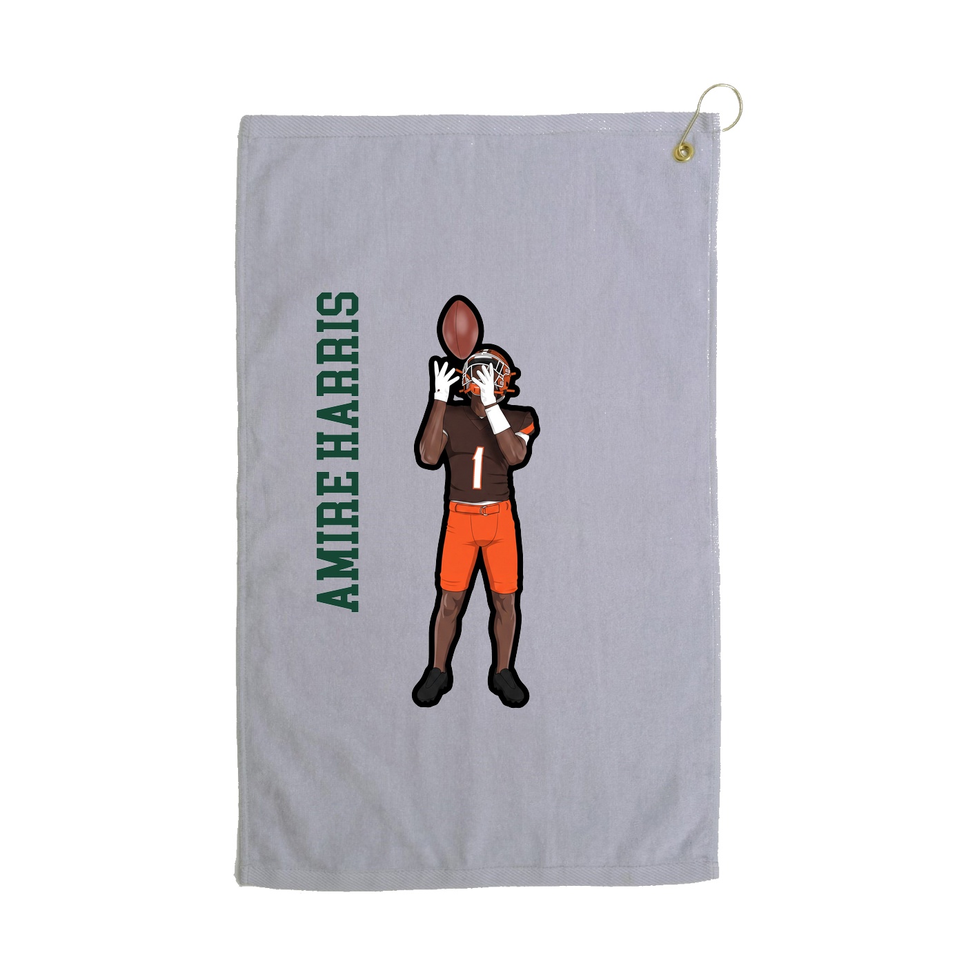 Golf Towel — Name Vertical in Grey