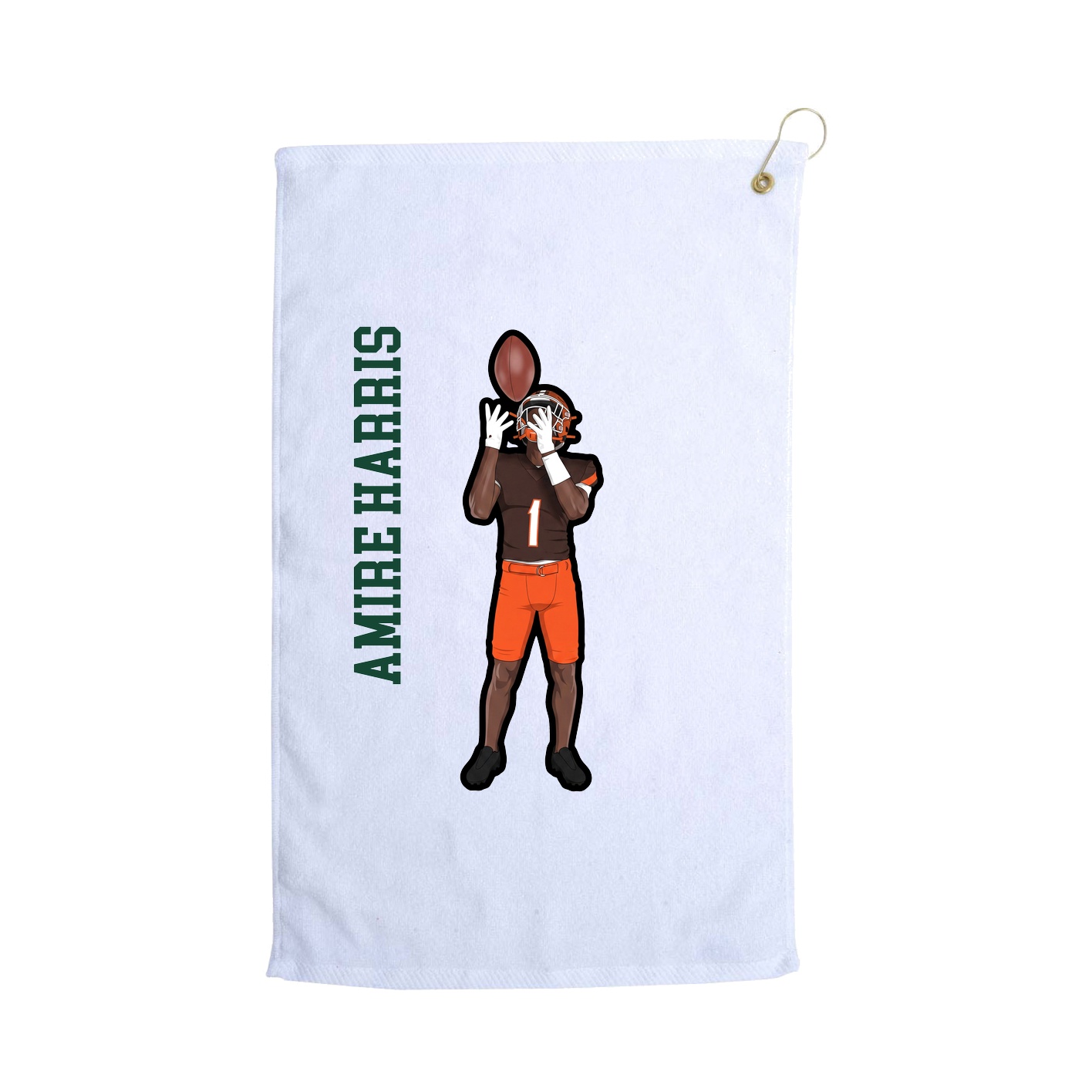 Golf Towel — Name Vertical in White