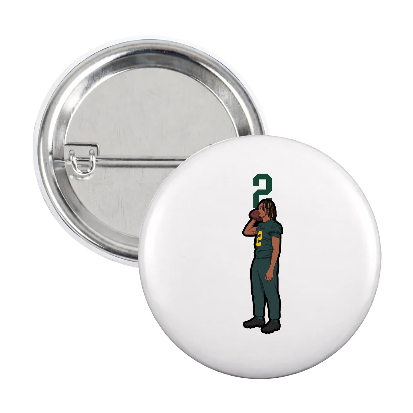 Game Day Button — Number Top in White