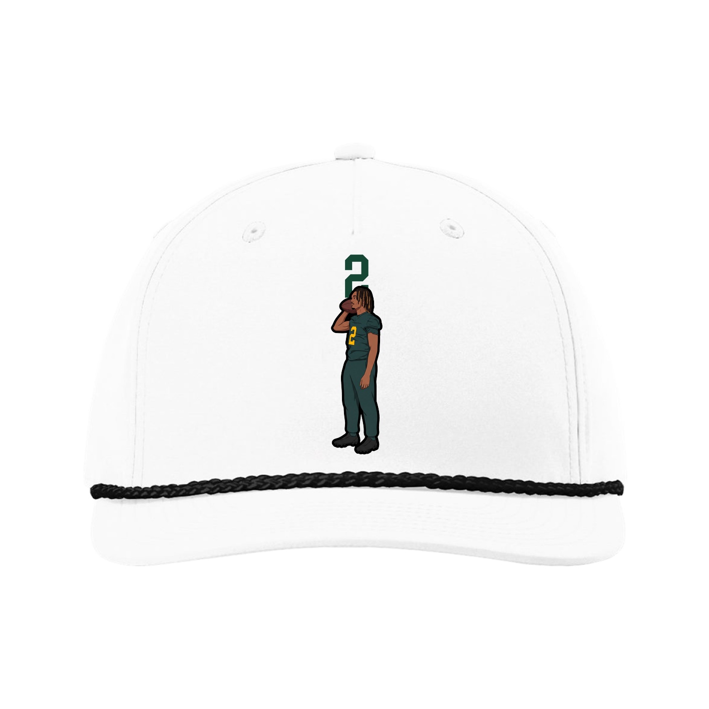 Five-Panel Classic Rope Cap — Number Top in White