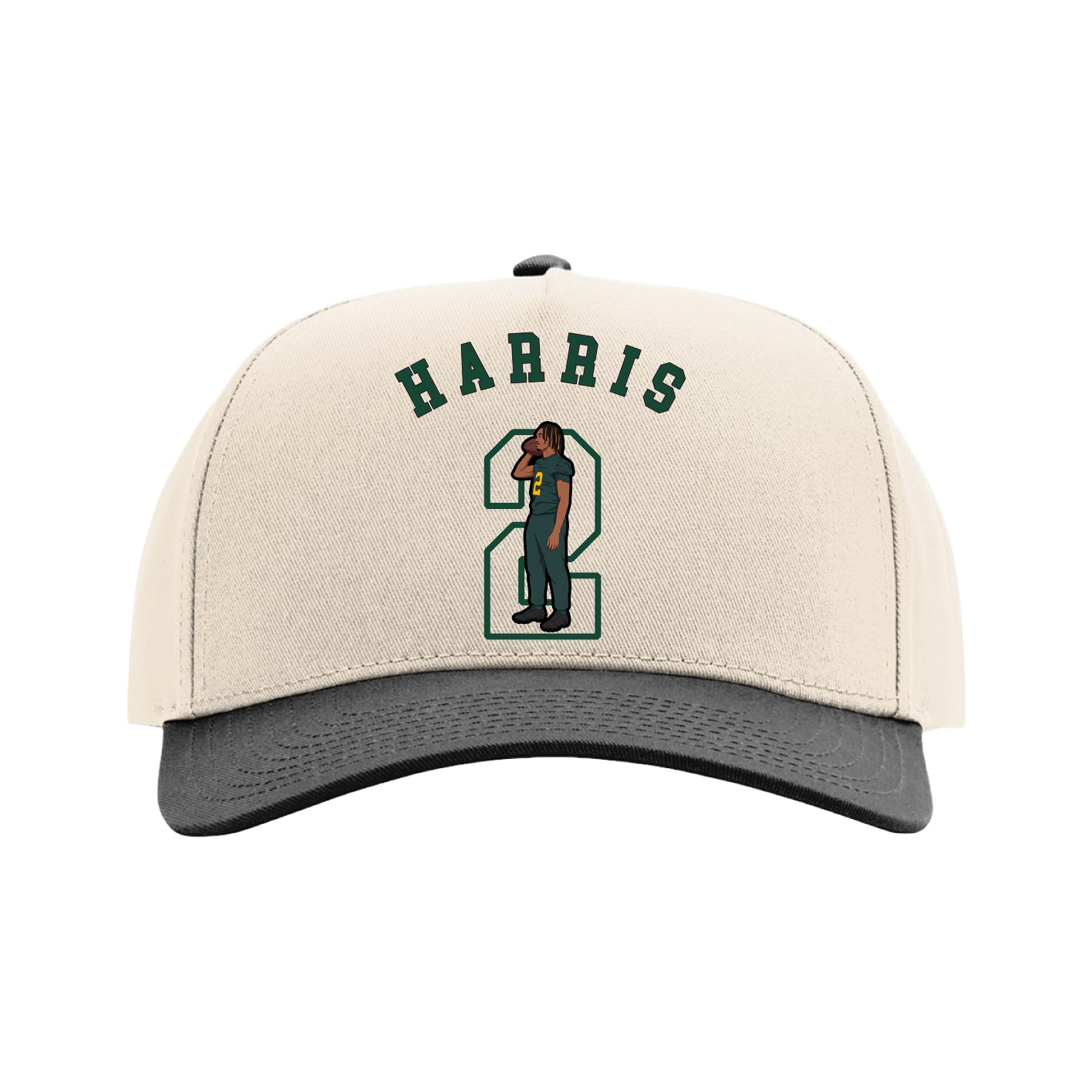 Full Fabric Five-Panel Champ Cap — Shirsey Arch in Cream/Black