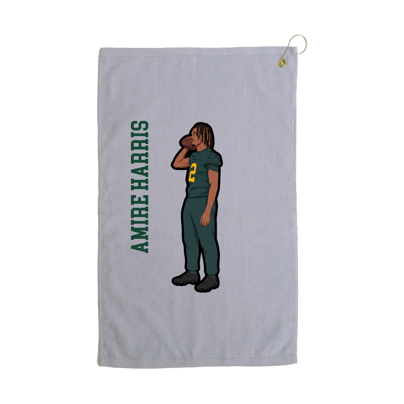 Golf Towel — Name Vertical in Grey