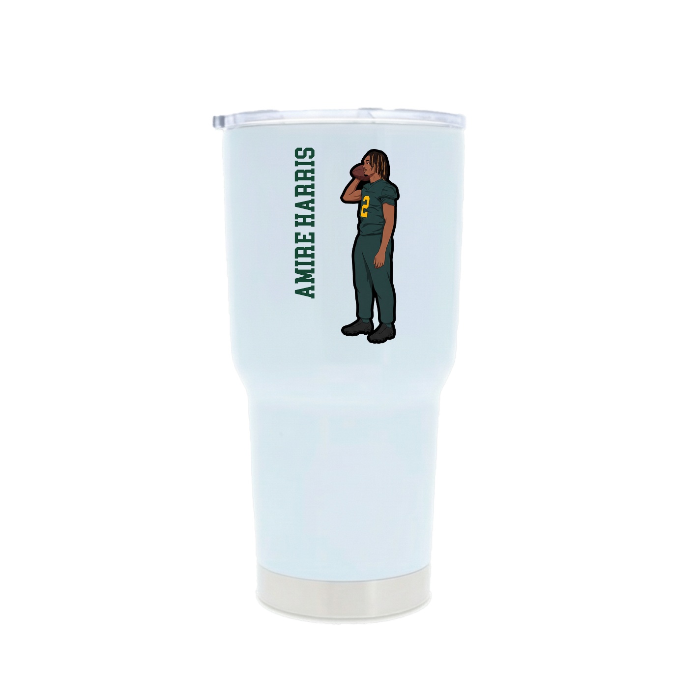 30oz Stainless Steel Tumbler — Name Vertical in White
