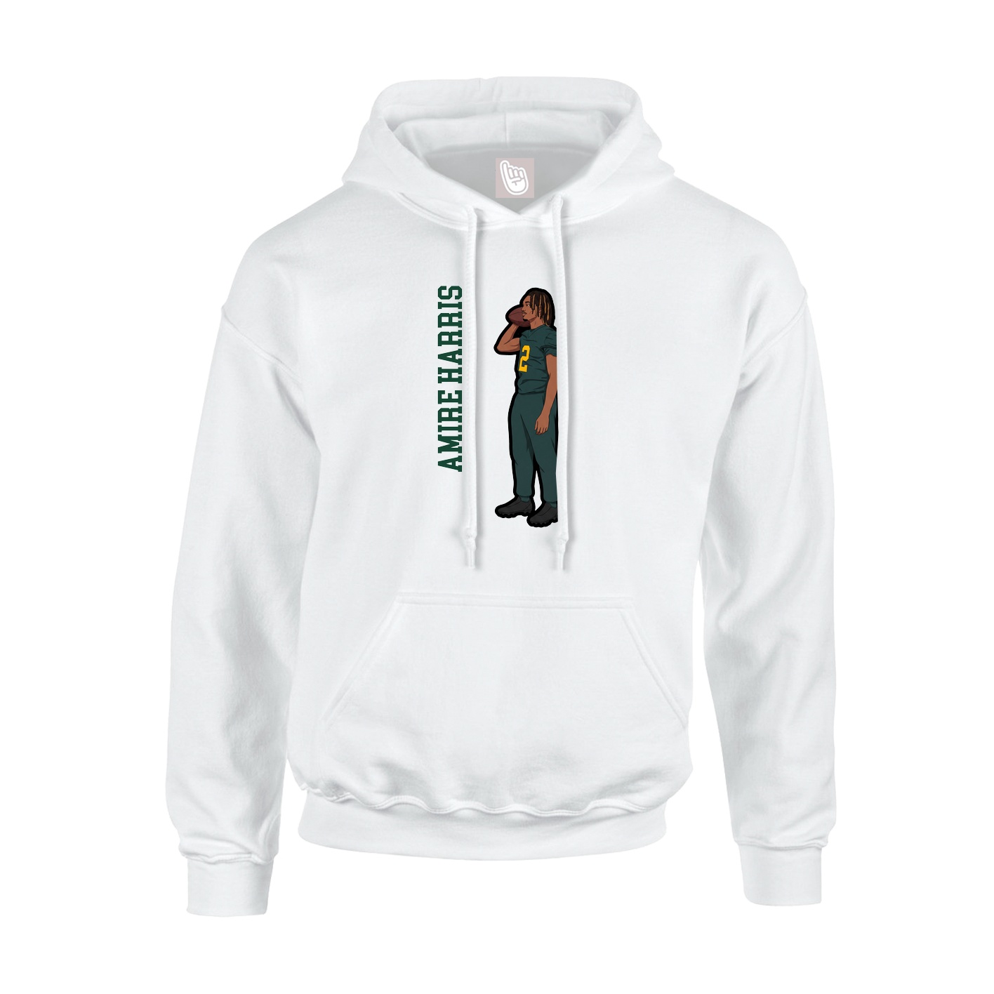 Youth Hoodie — Name Vertical in White
