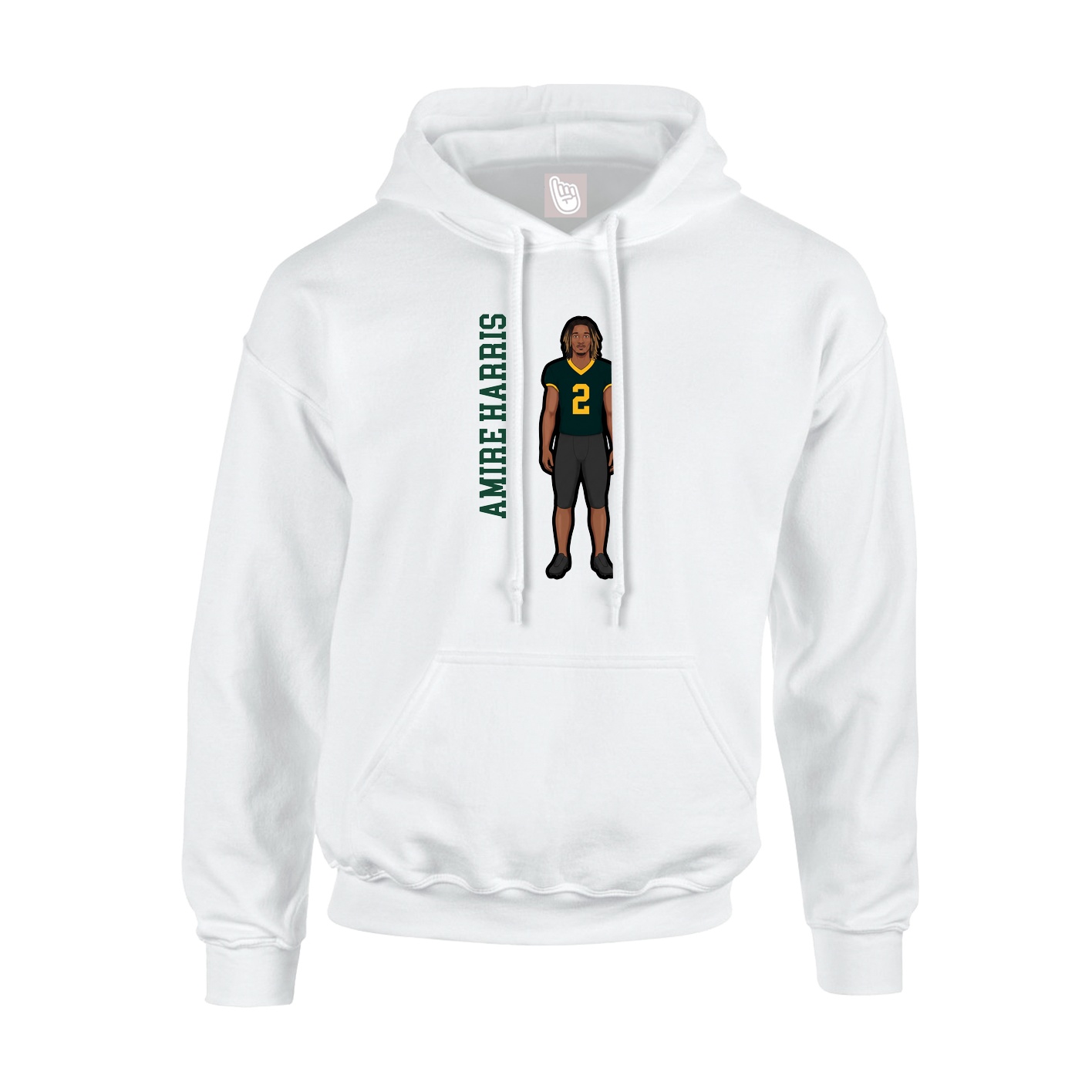 Youth Hoodie — Name Vertical in White