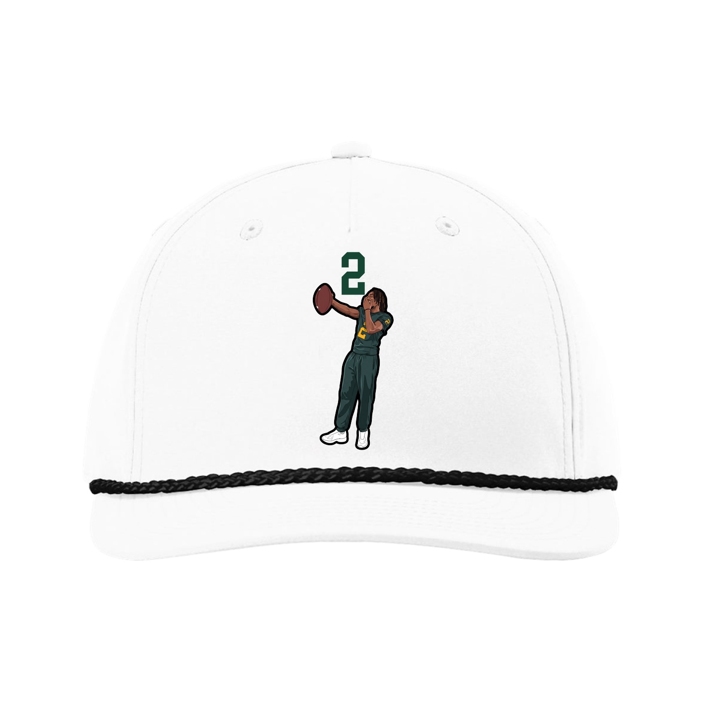 Five-Panel Classic Rope Cap — Number Top in White