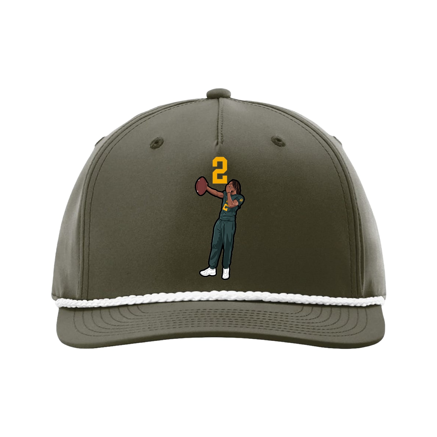 Five-Panel Classic Rope Cap — Number Top in Green