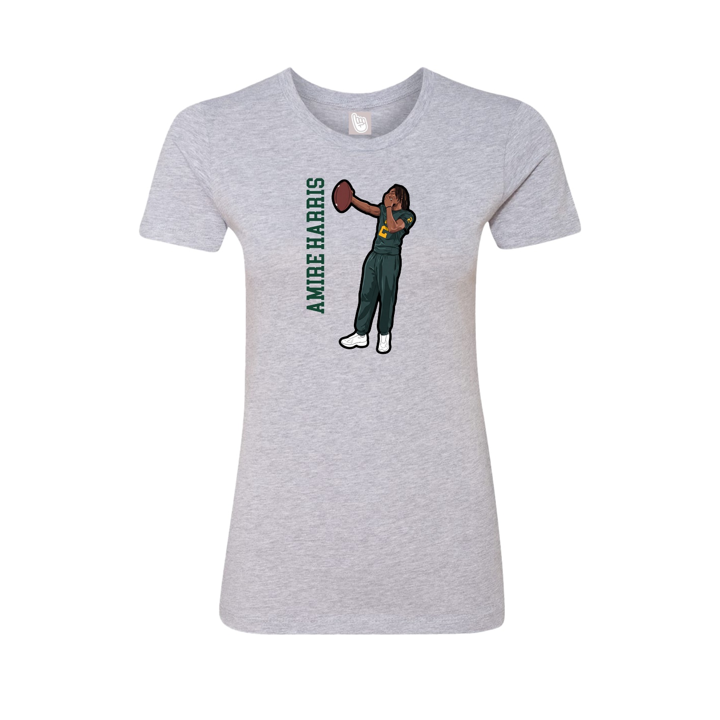Womens Tee — Name Vertical in Grey