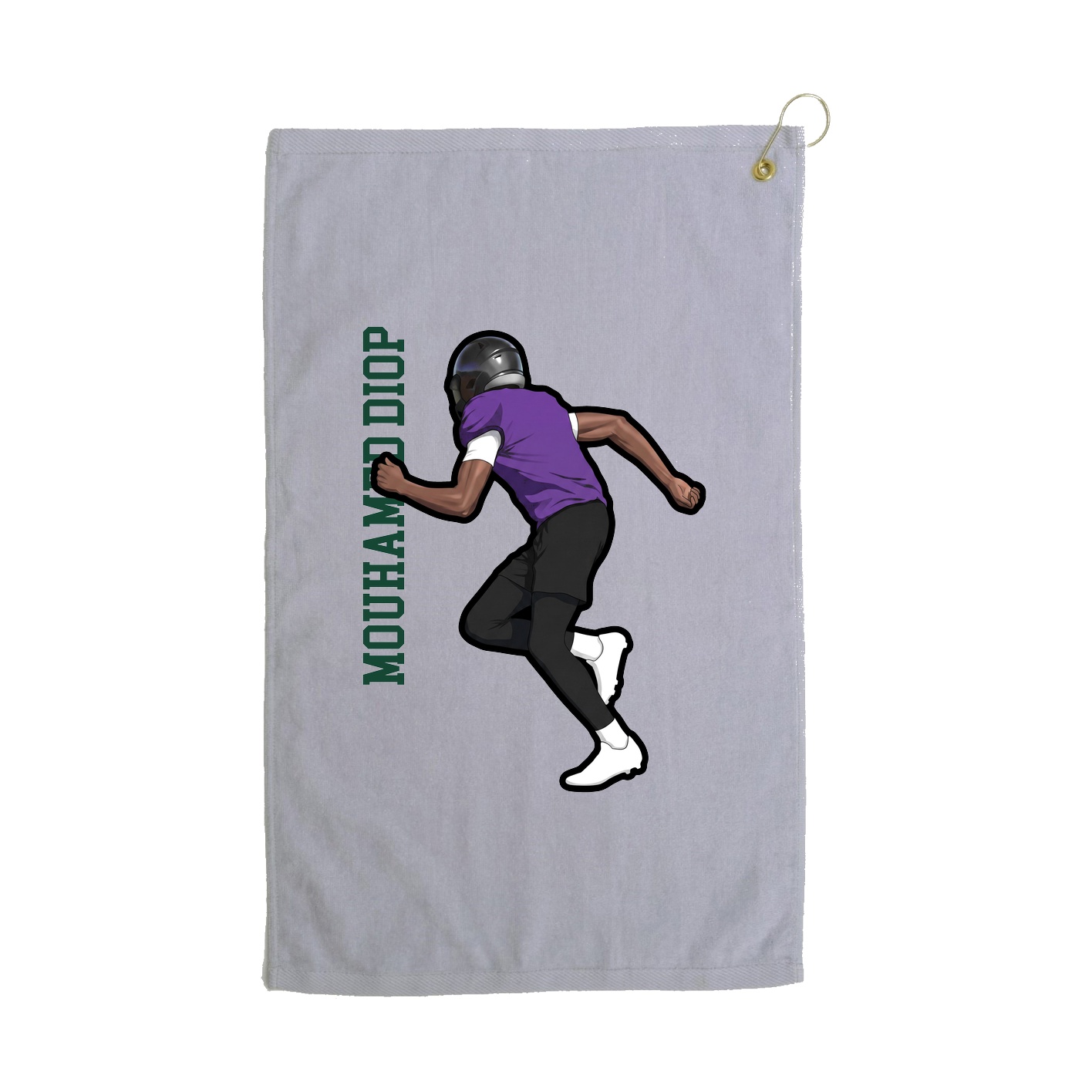 Golf Towel — Name Vertical in Grey
