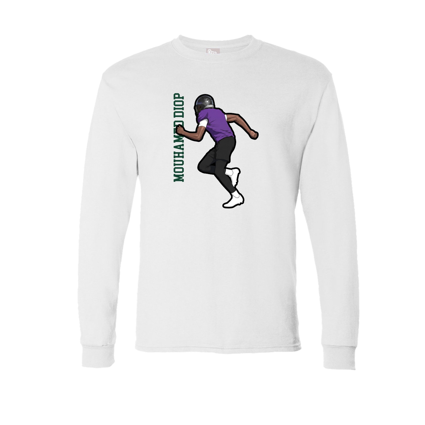 Long Sleeve Tee — Name Vertical in White