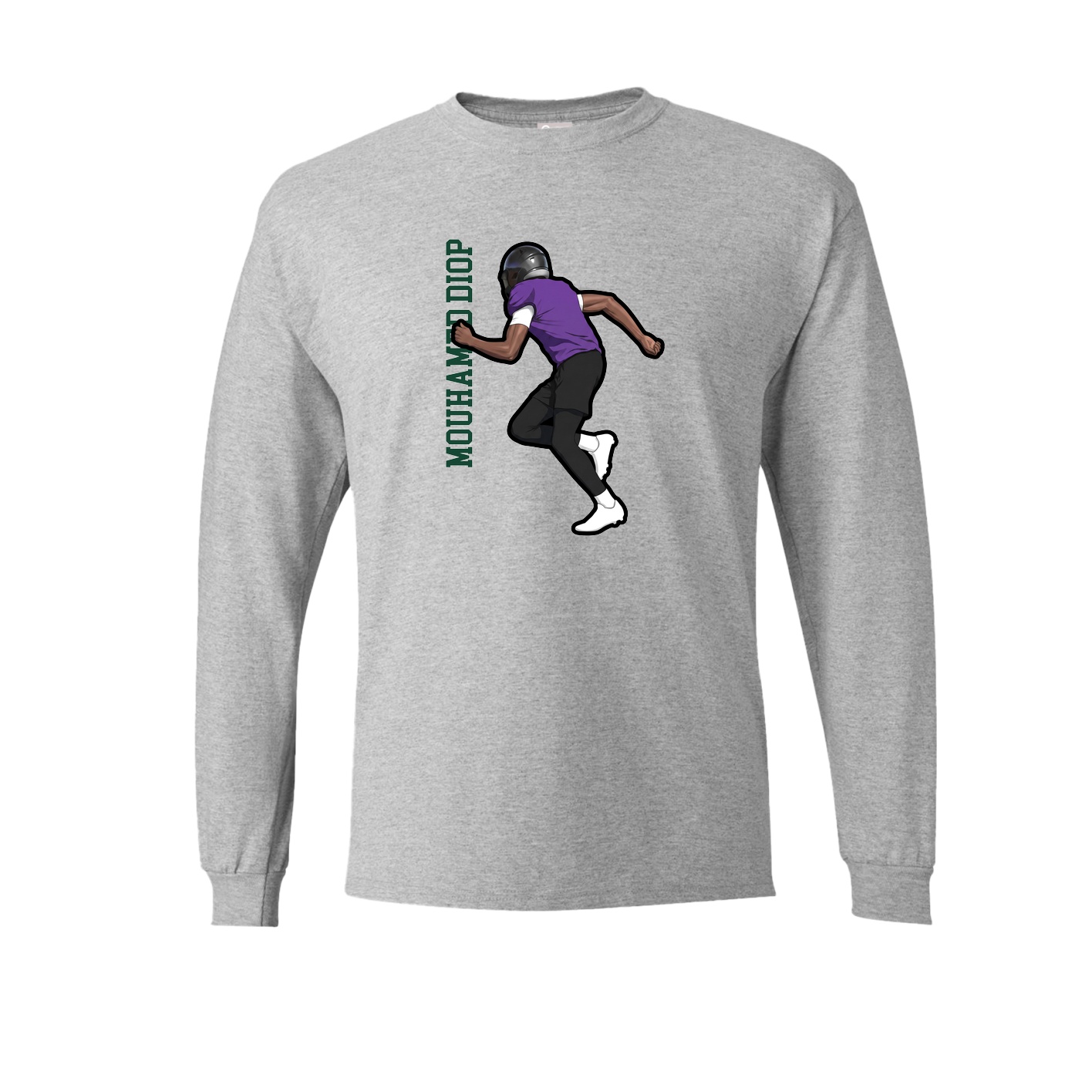 Long Sleeve Tee — Name Vertical in Grey