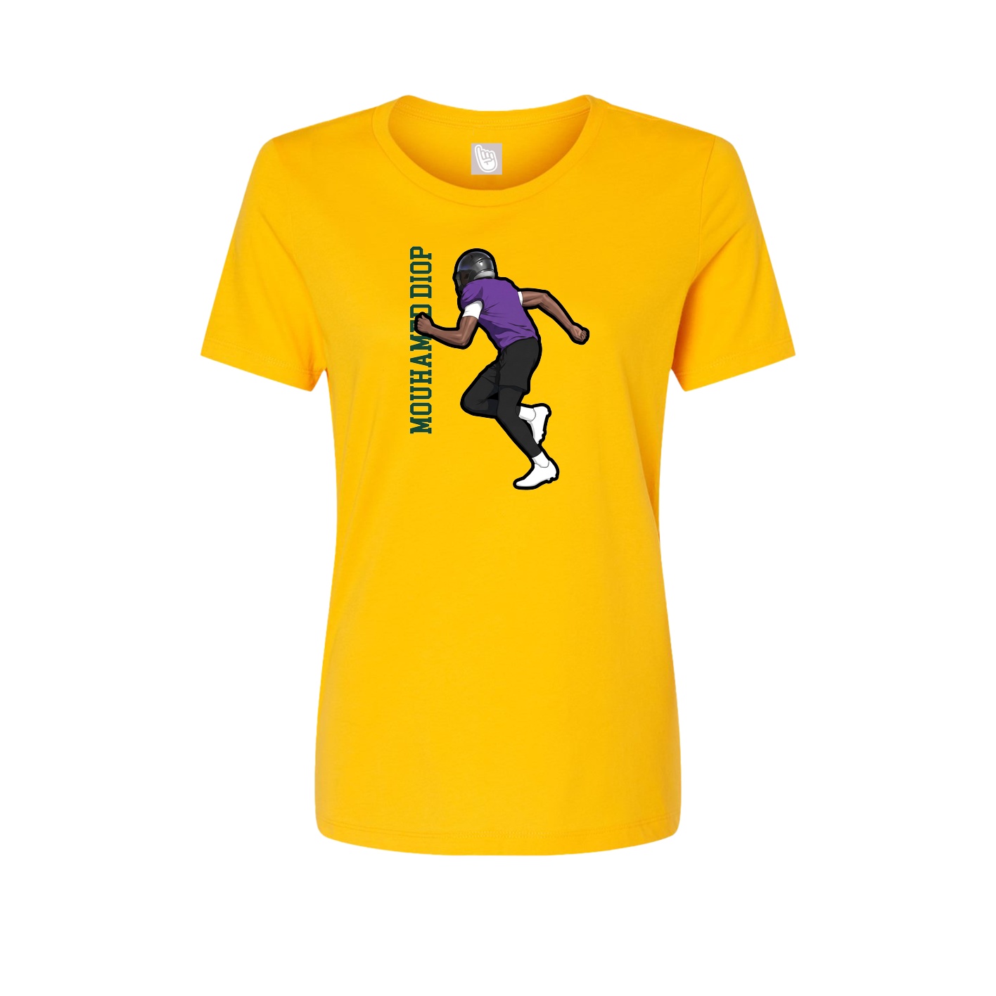 Fitted Women's Tee — Name Vertical in Gold
