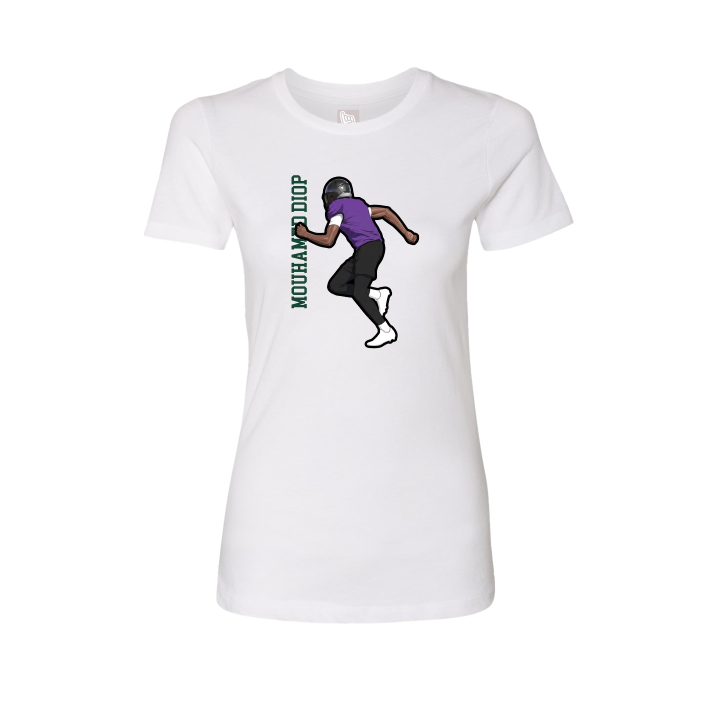 Womens Tee — Name Vertical in White