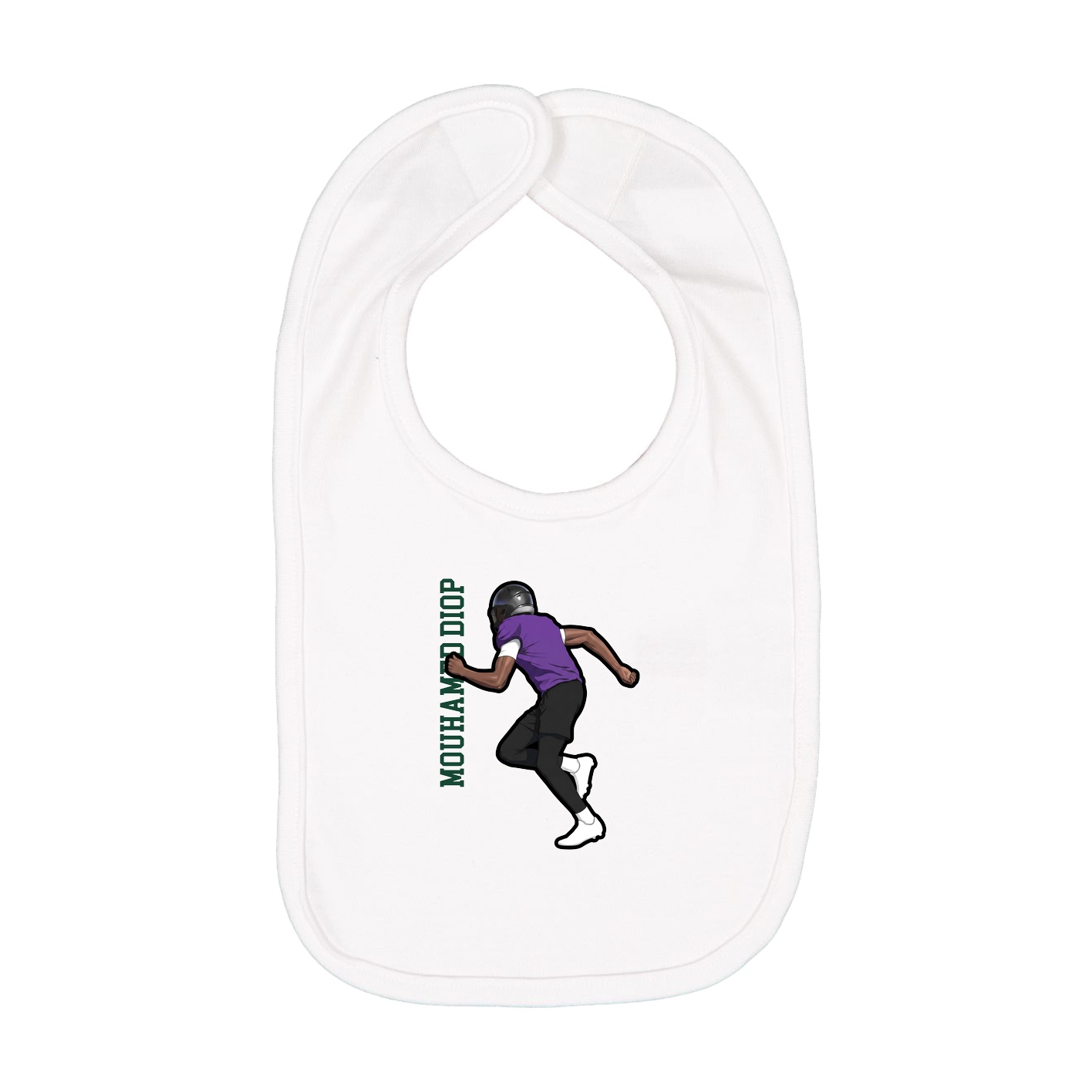 Infant Bib — Name Vertical in White