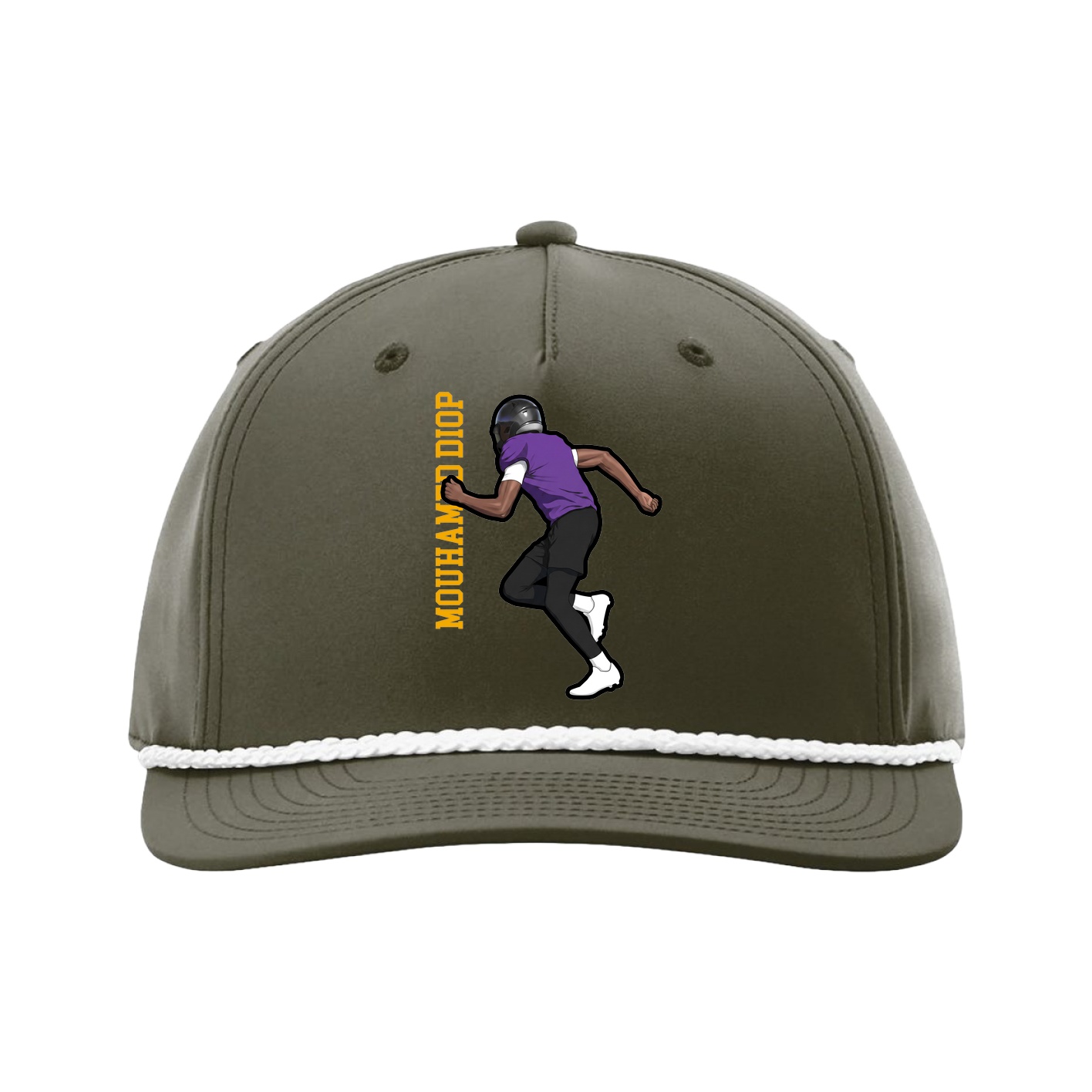 Five-Panel Classic Rope Cap — Name Vertical in Green