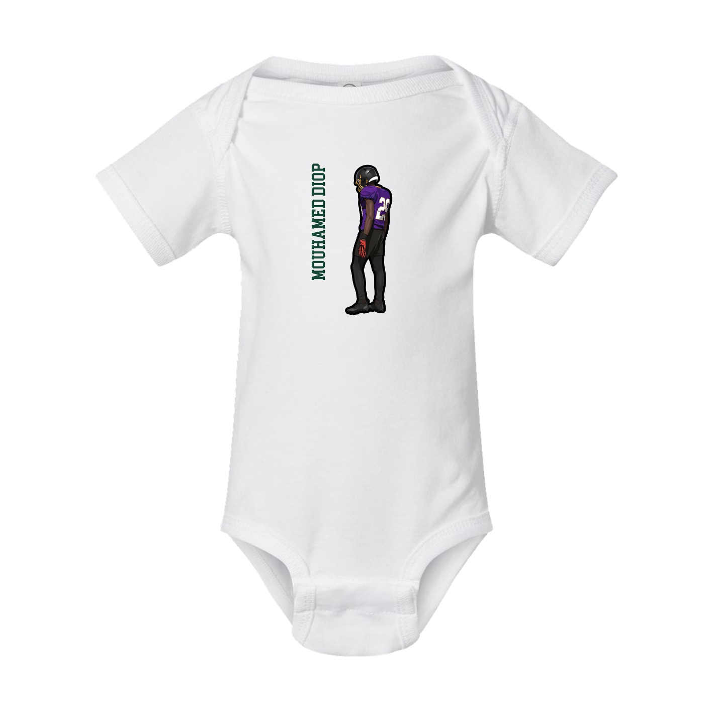 Baby Onesie — Name Vertical in White