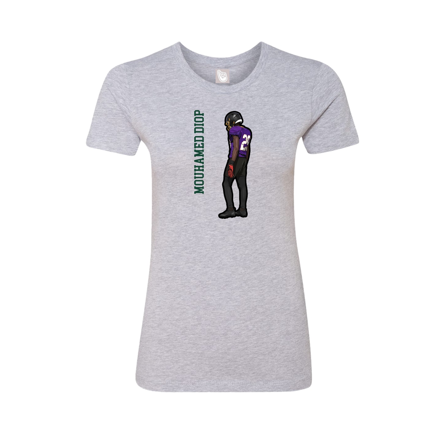 Fitted Women's Tee — Name Vertical in Grey