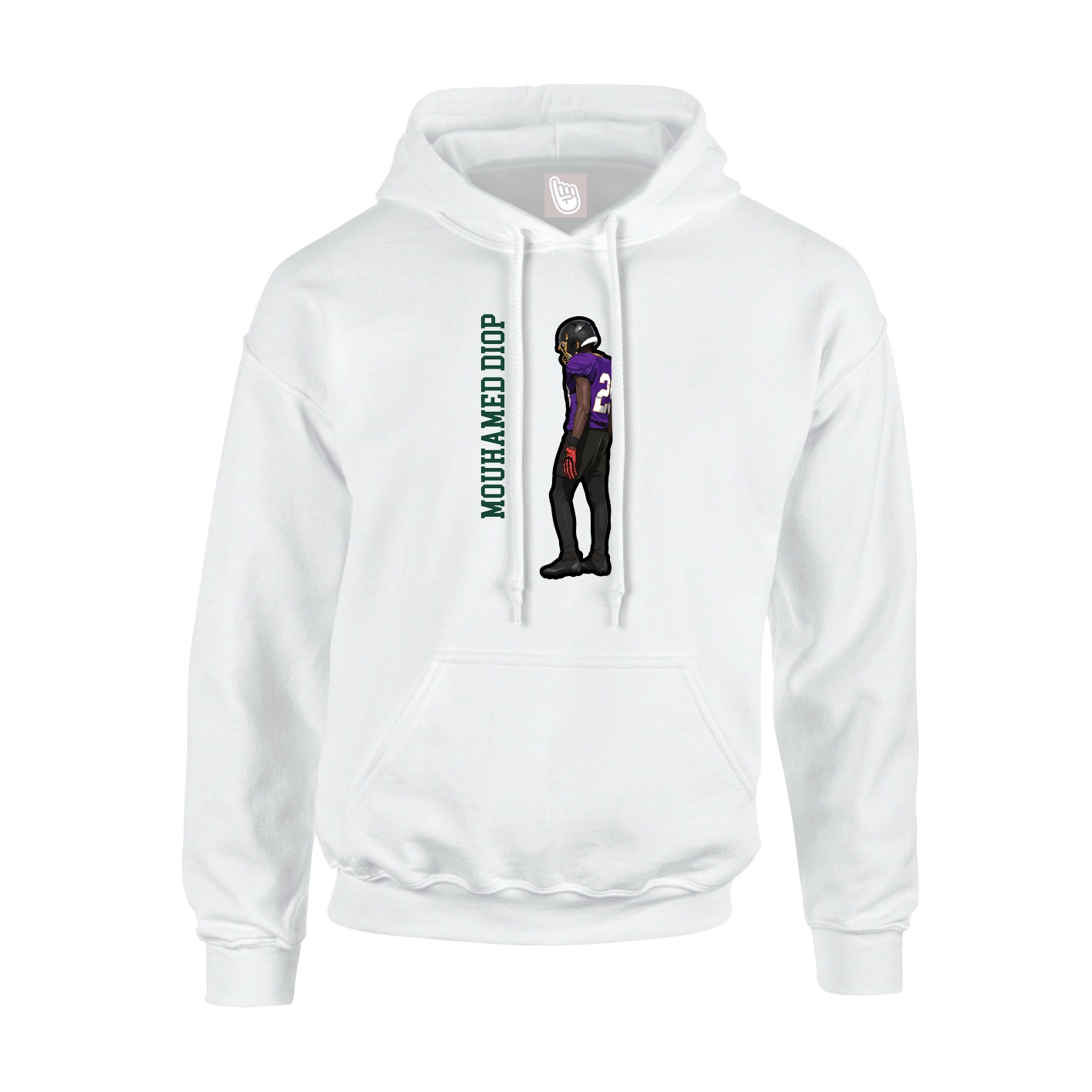 Hoodie — Name Vertical in White