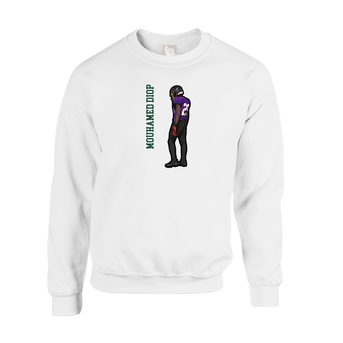 Fleece Crew — Name Vertical in White