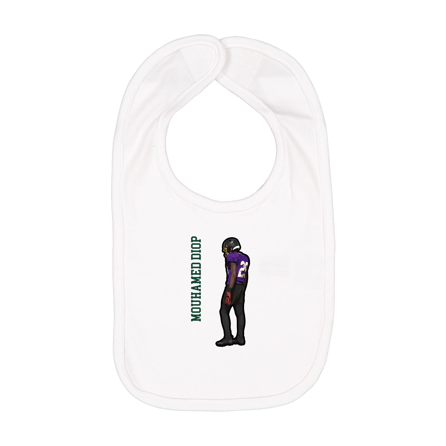 Infant Bib — Name Vertical in White