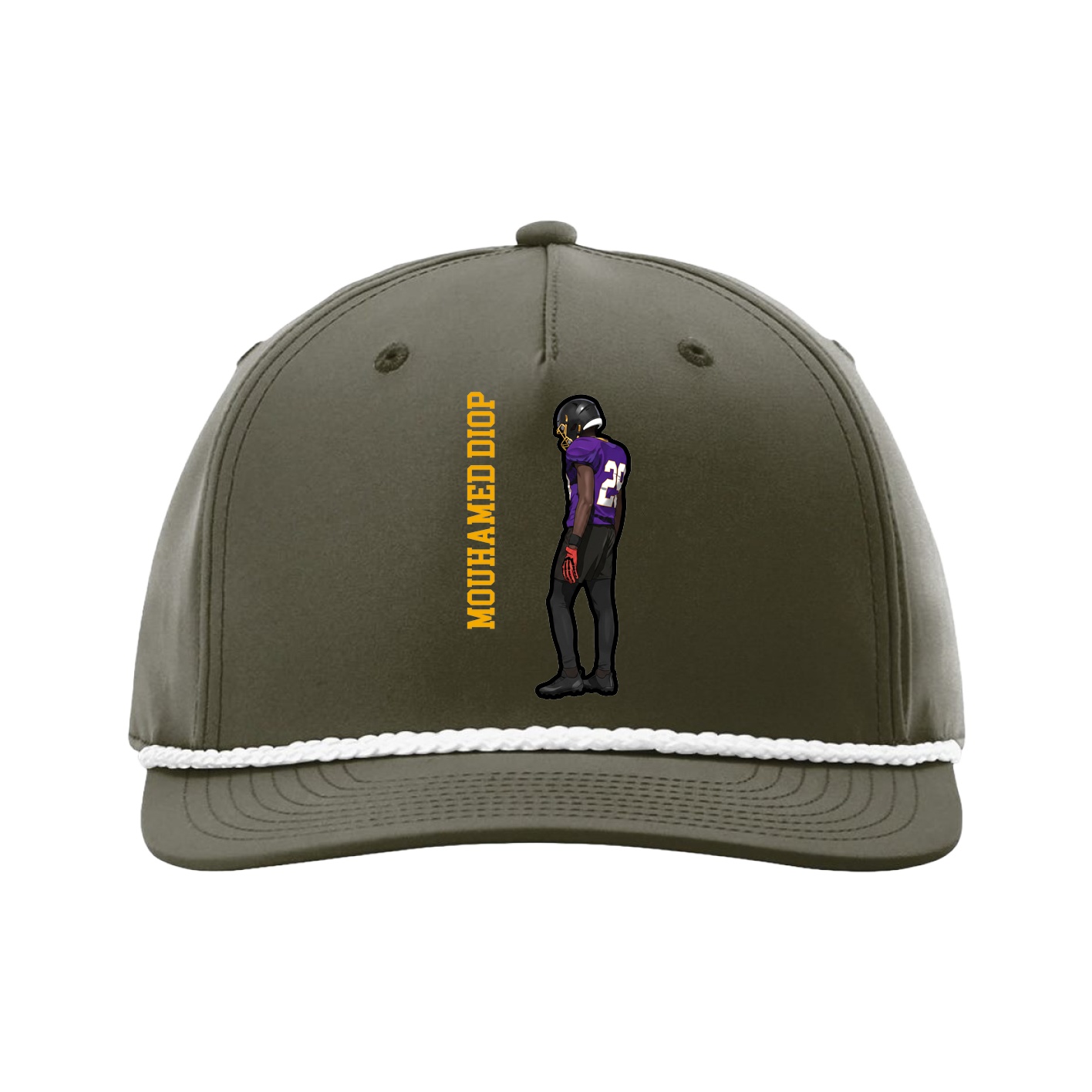 Five-Panel Classic Rope Cap — Name Vertical in Green