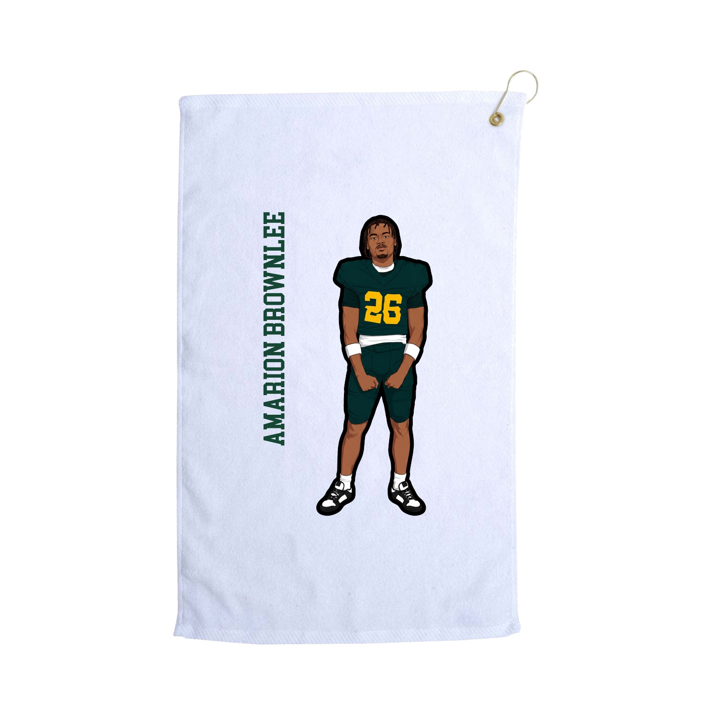 Golf Towel — Name Vertical in White