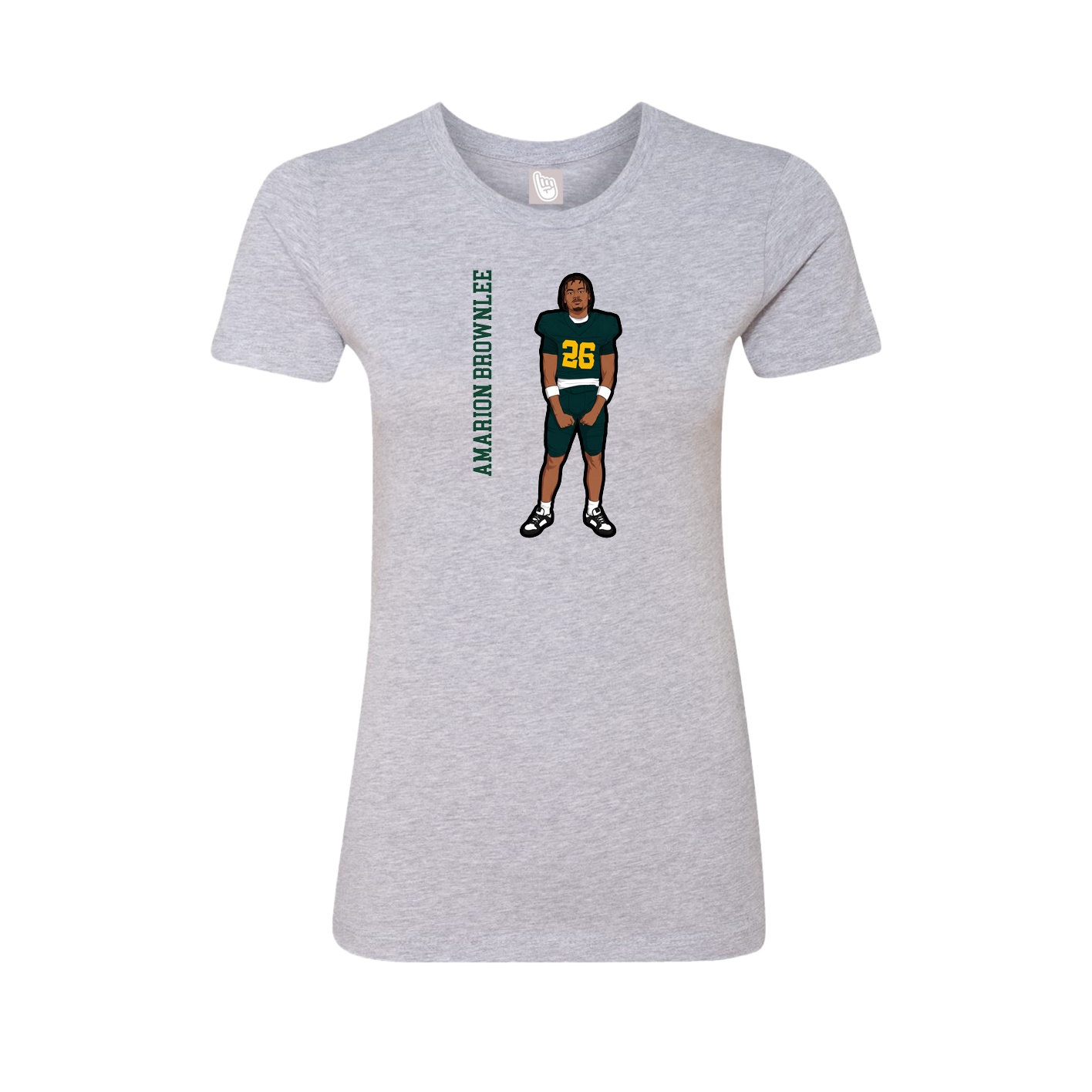 Fitted Women's Tee — Name Vertical in Grey