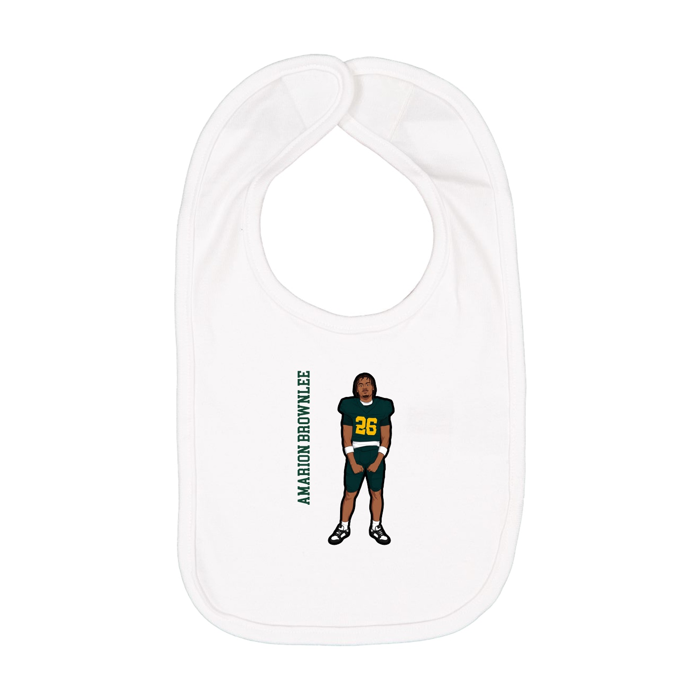 Infant Bib — Name Vertical in White