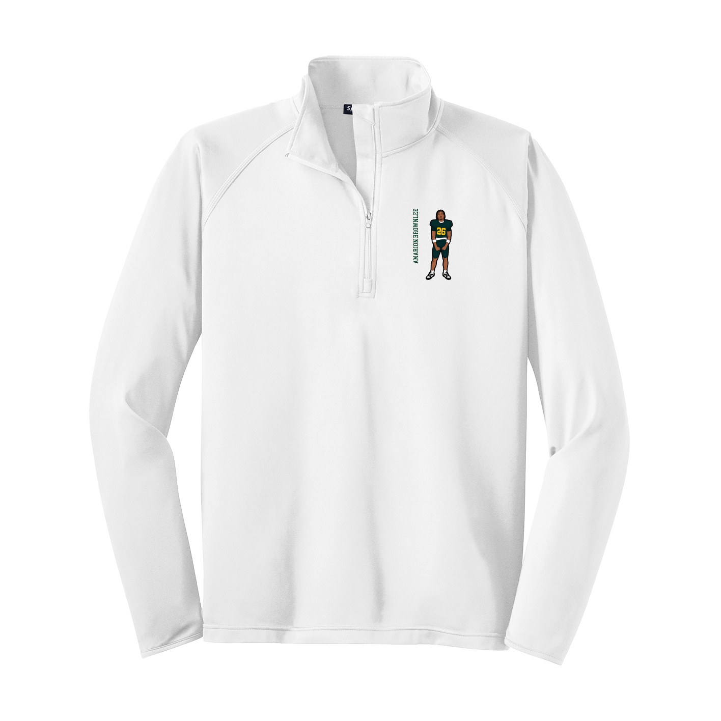 Q-Zip Pullover — Name Vertical in White