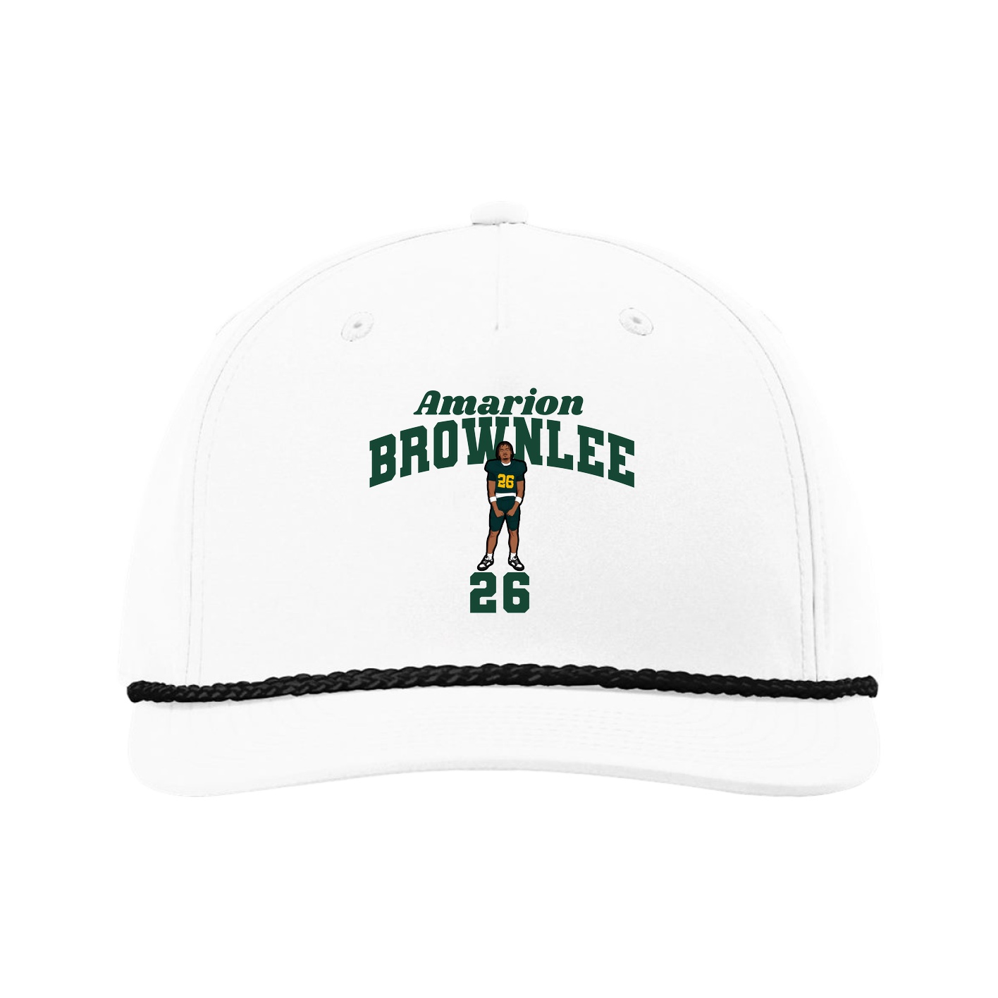 Five-Panel Classic Rope Cap — Signature Arch in White