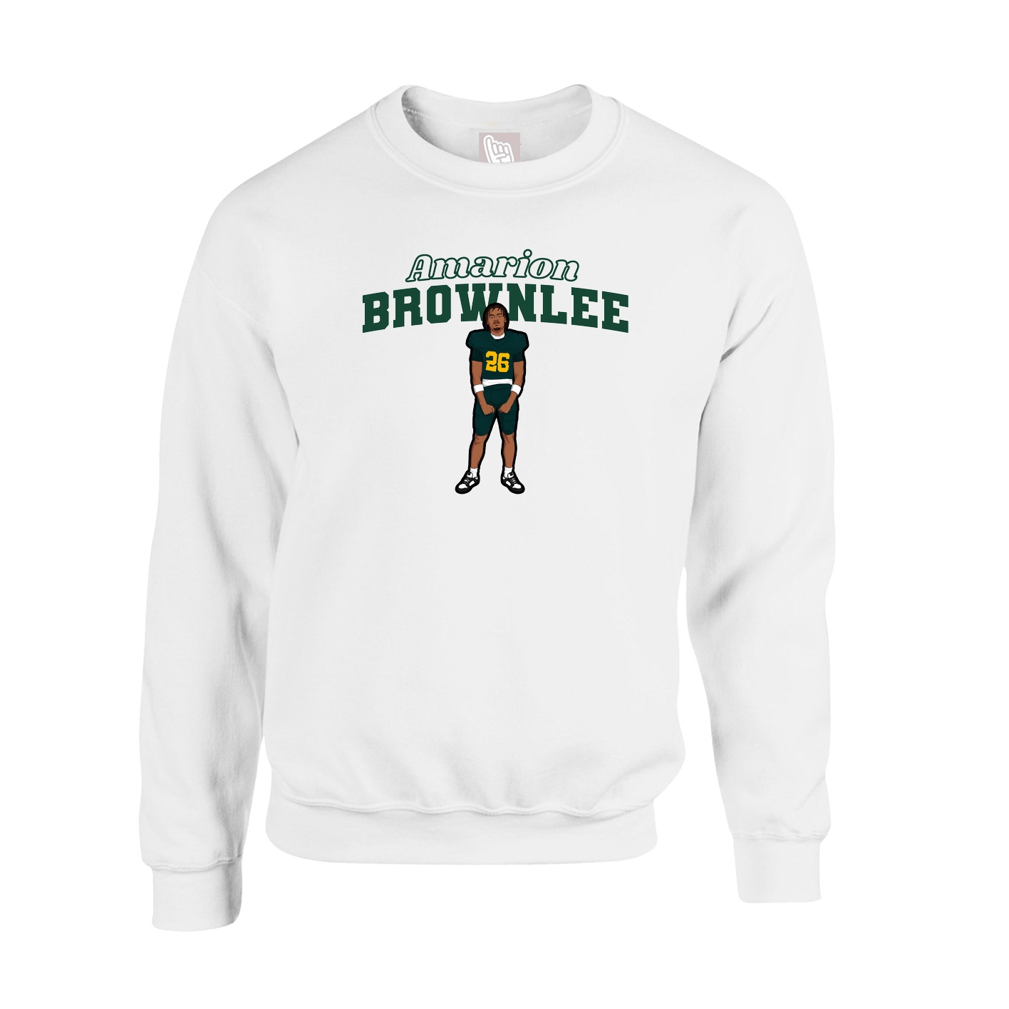 Fleece Crew — Name Arch in White