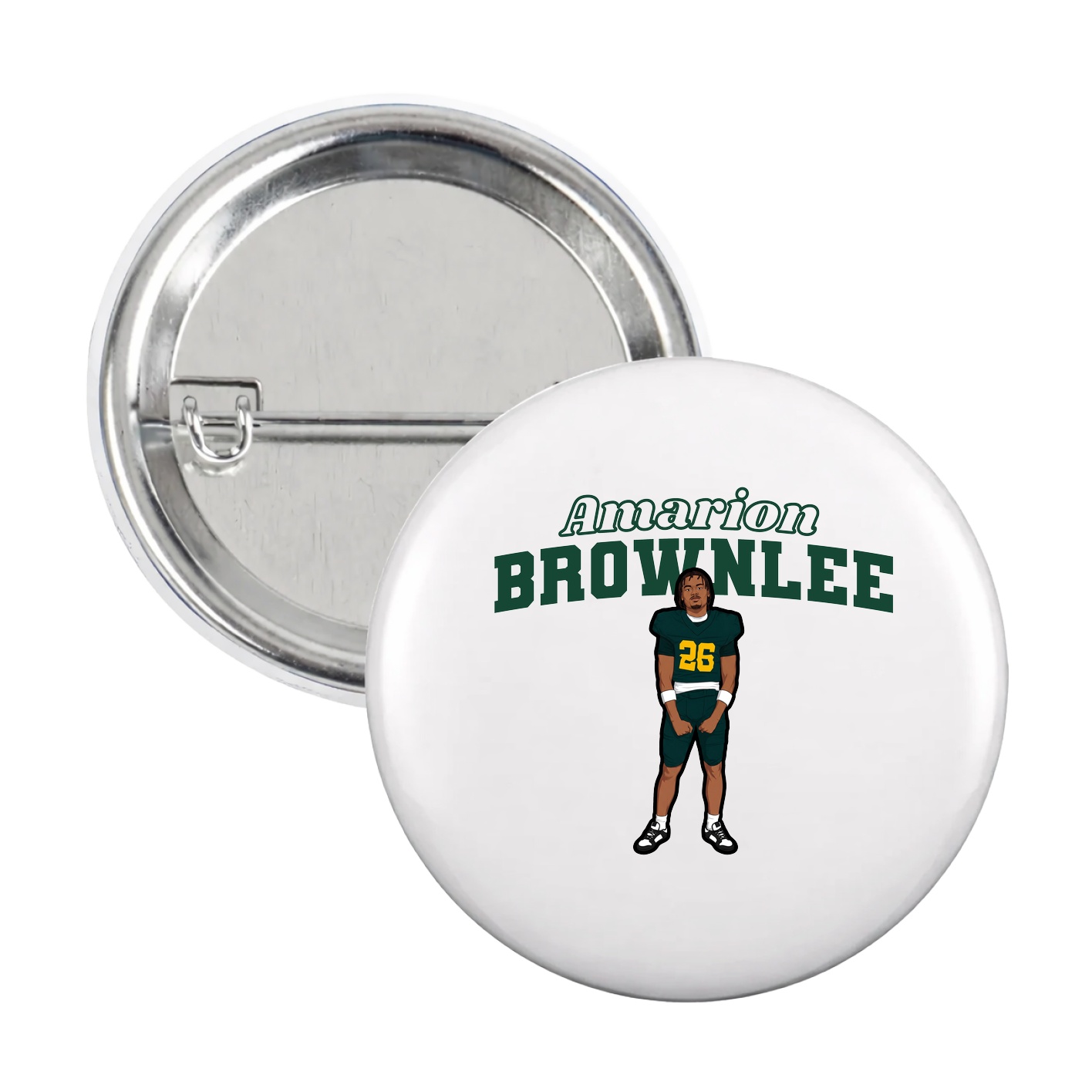 Game Day Button — Name Arch in White