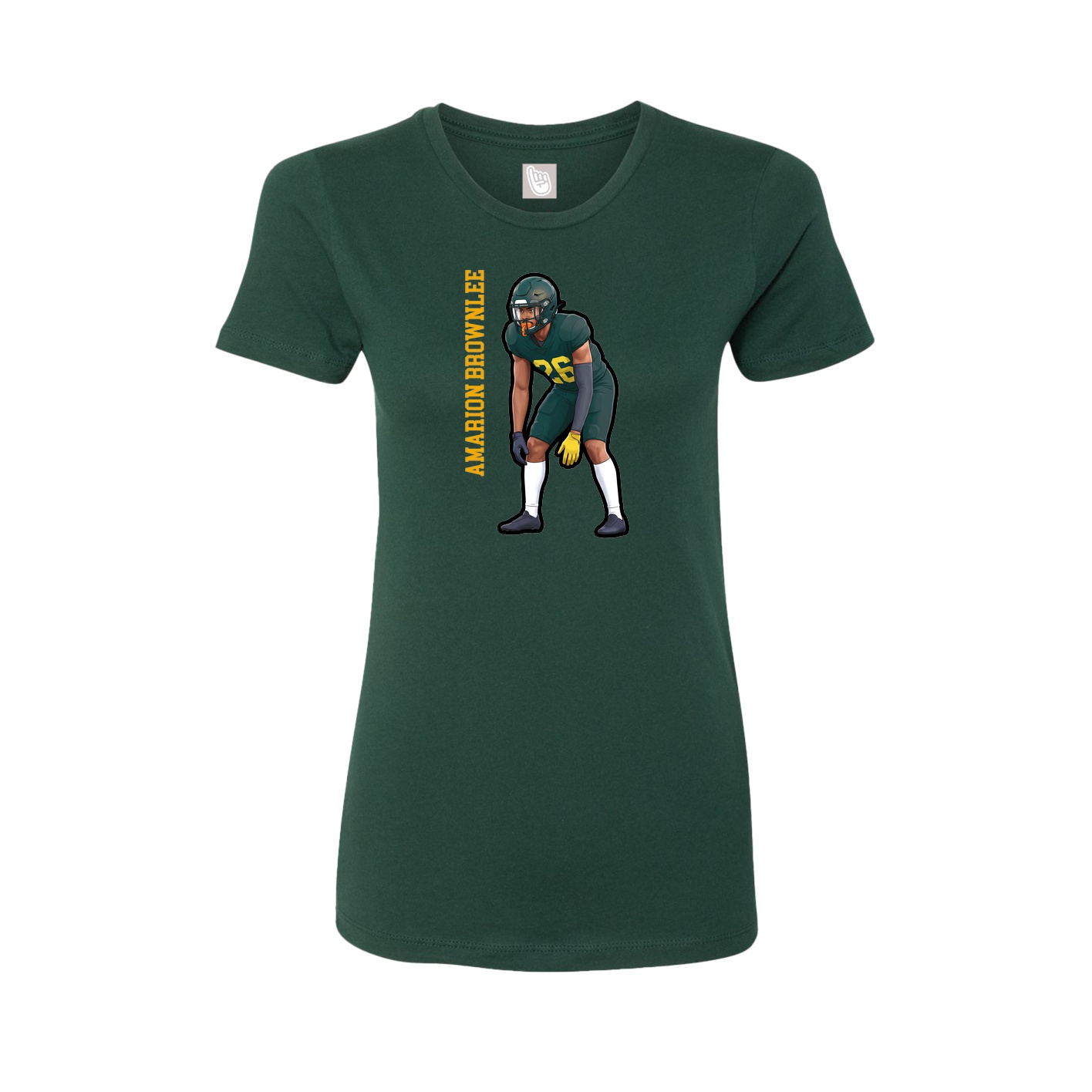 Fitted Women's Tee — Name Vertical in Green