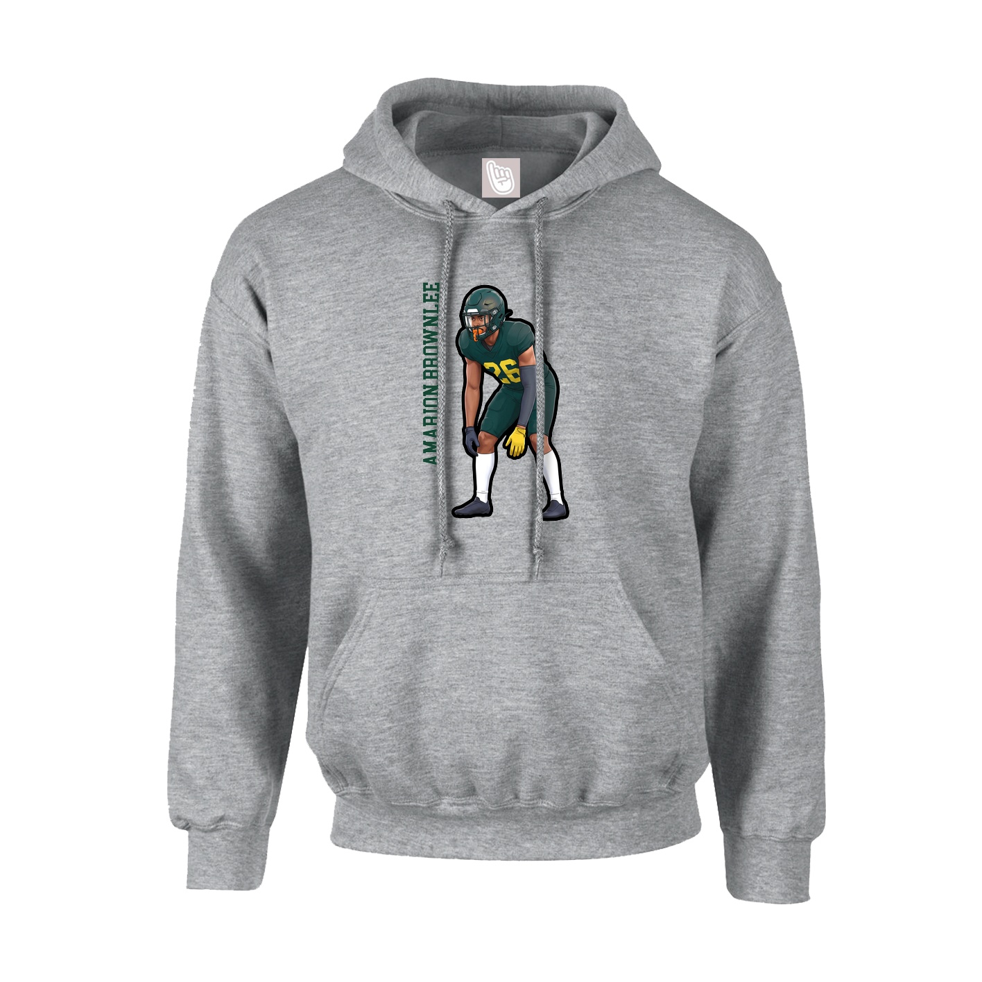 Hoodie — Name Vertical in Grey