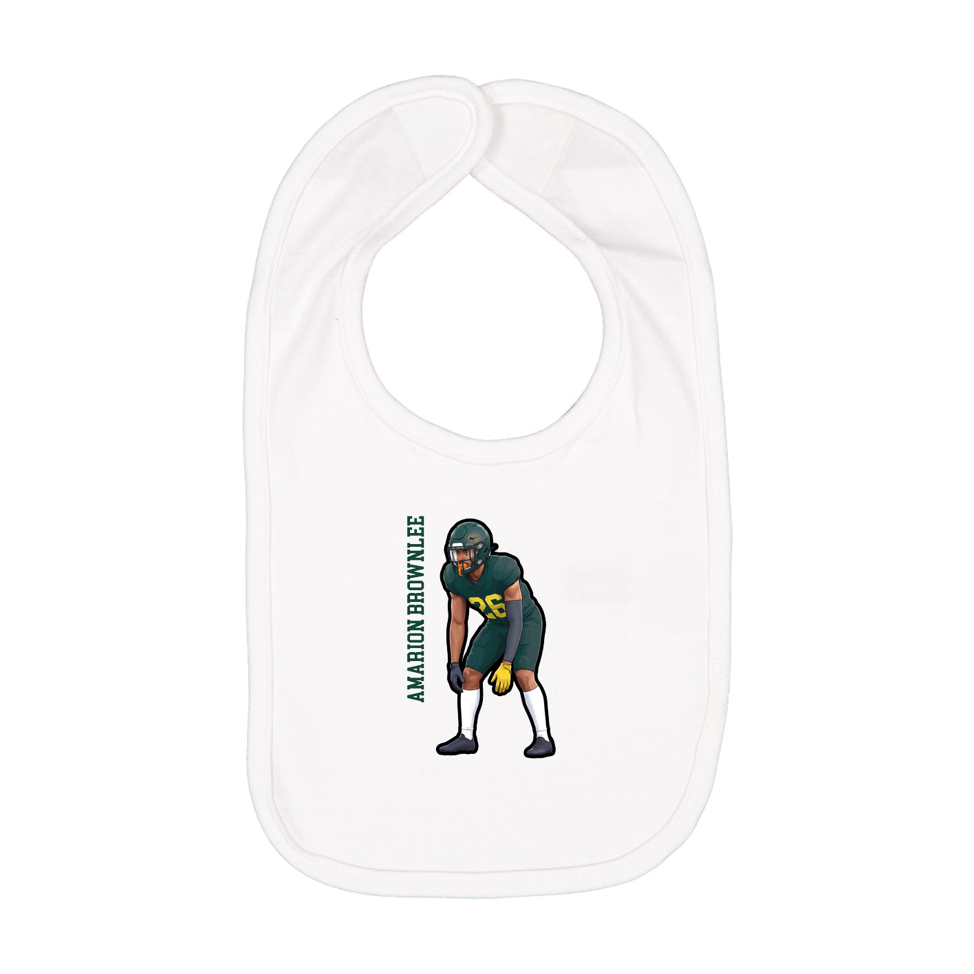 Infant Bib — Name Vertical in White