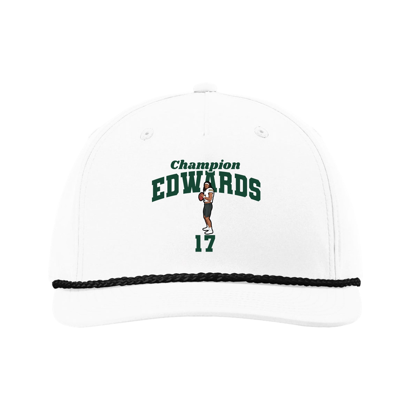 Five-Panel Classic Rope Cap — Signature Arch in White