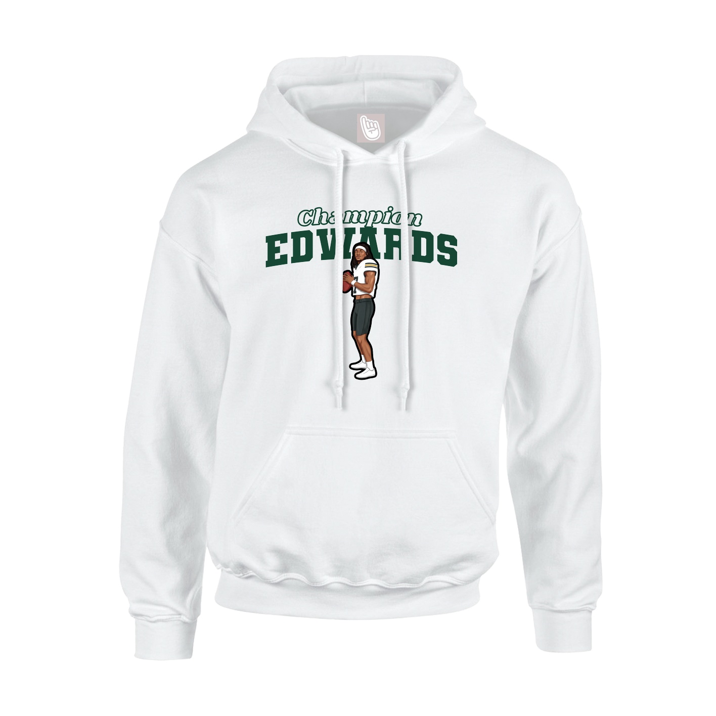 Youth Hoodie — Name Arch in White