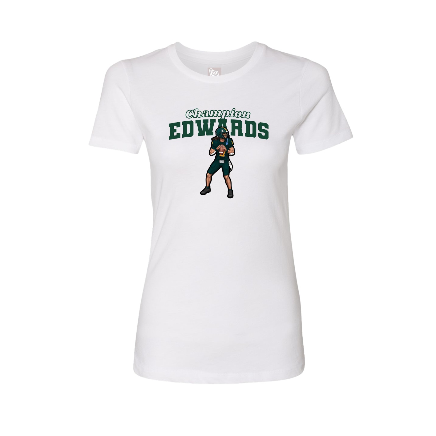 Fitted Women's Tee — Name Arch in White