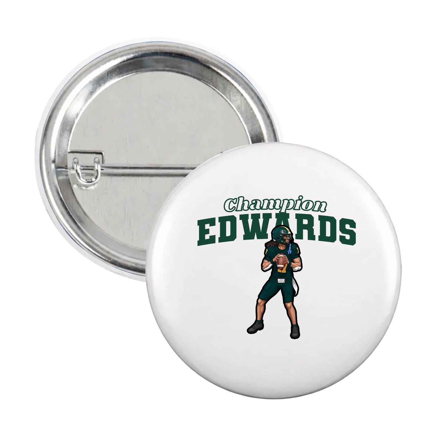 Game Day Button — Name Arch in White