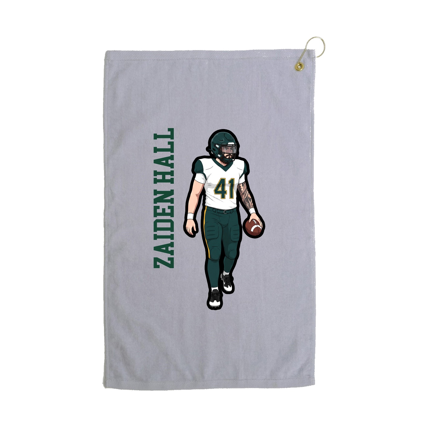 Golf Towel — Name Vertical in Grey