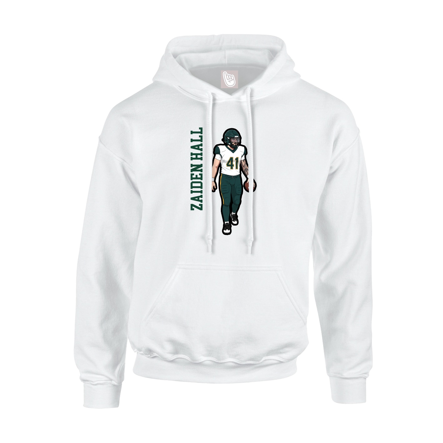 Youth Hoodie — Name Vertical in White