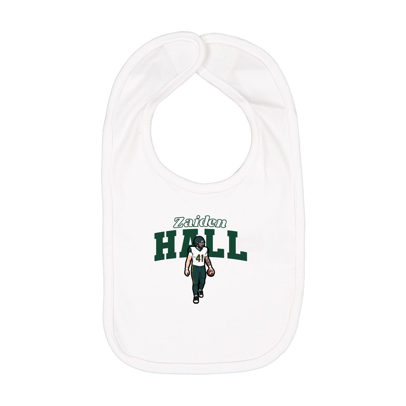 Infant Bib — Name Arch in White