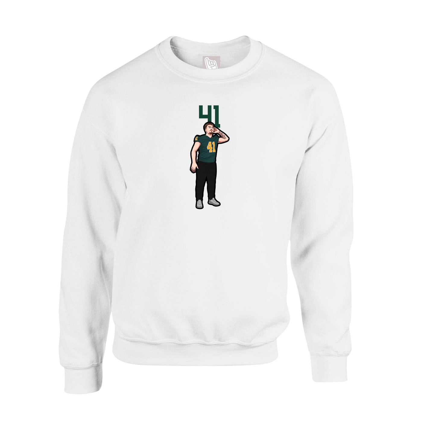 Fleece Crew — Number Top in White