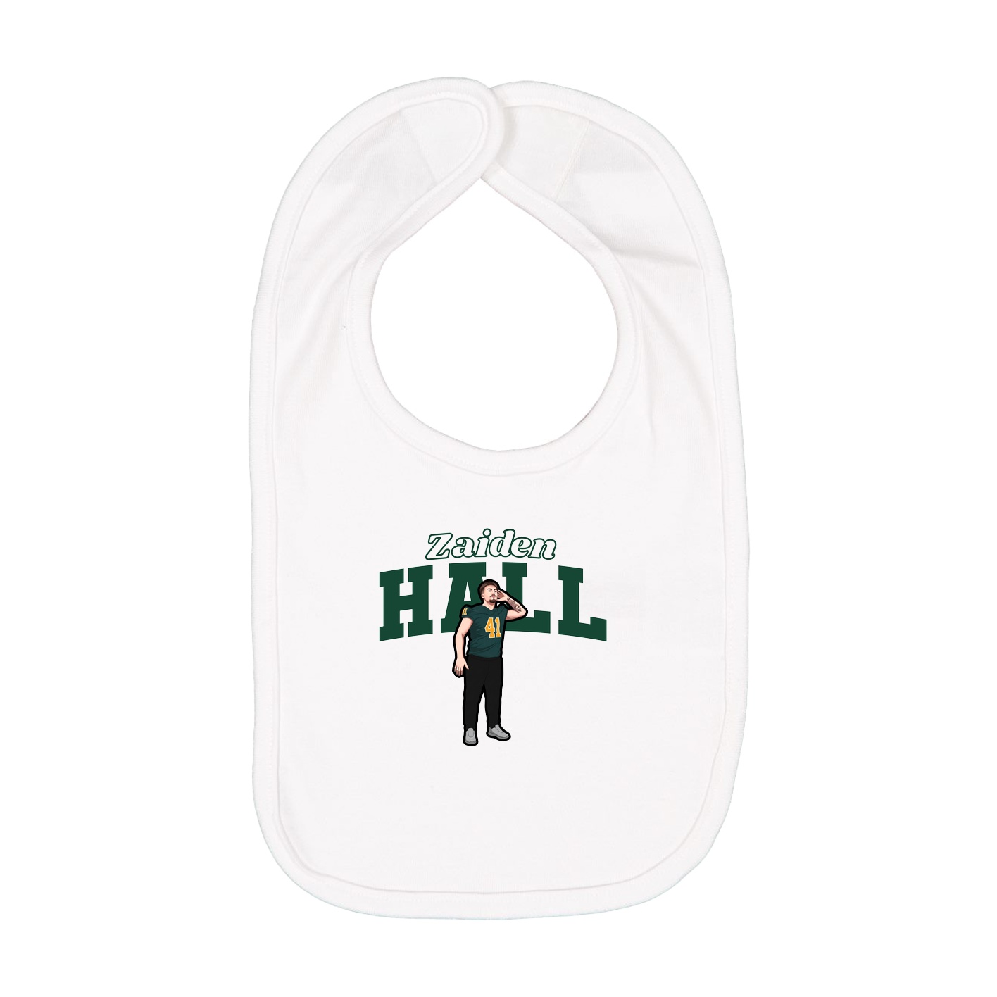 Infant Bib — Name Arch in White