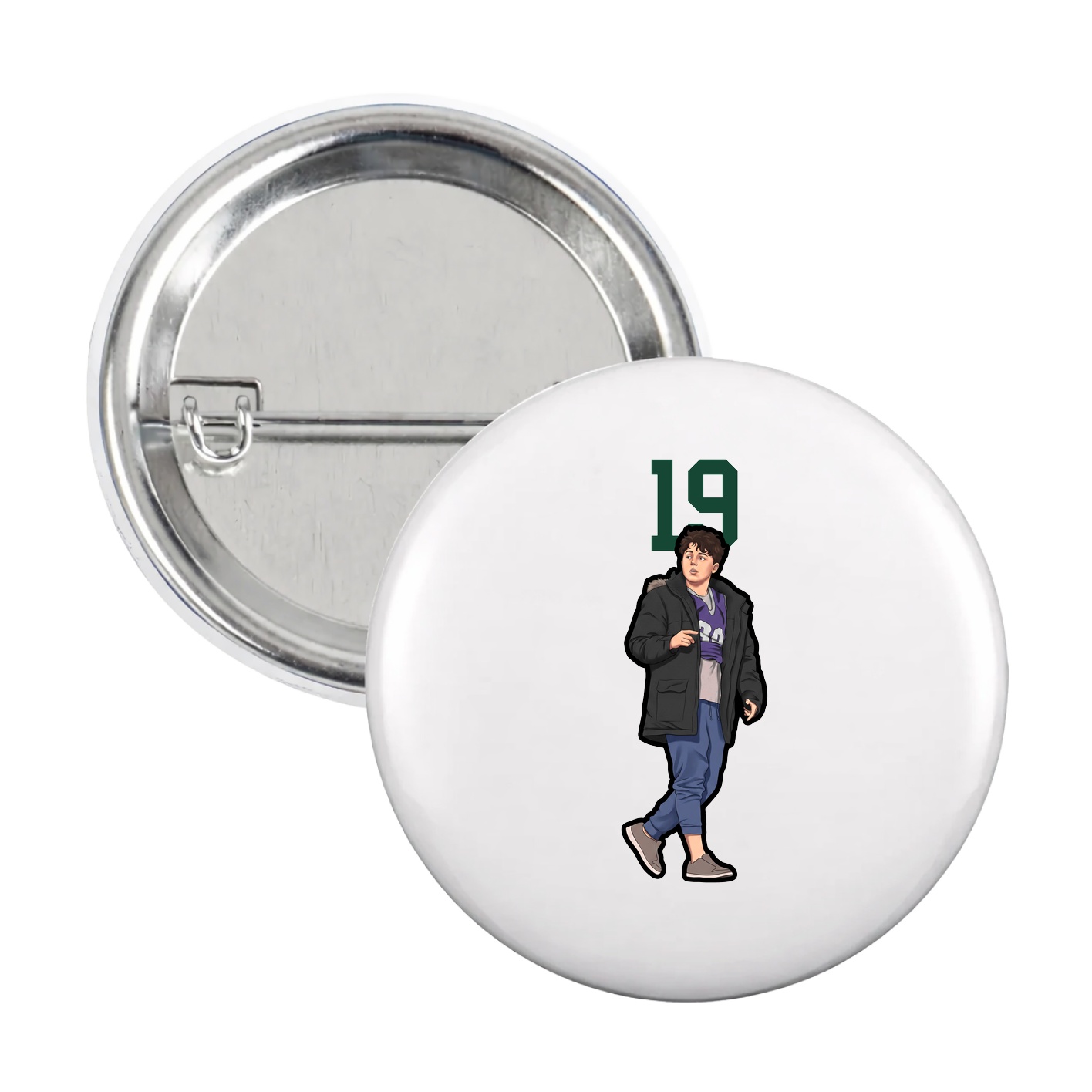 Game Day Button — Number Top in White