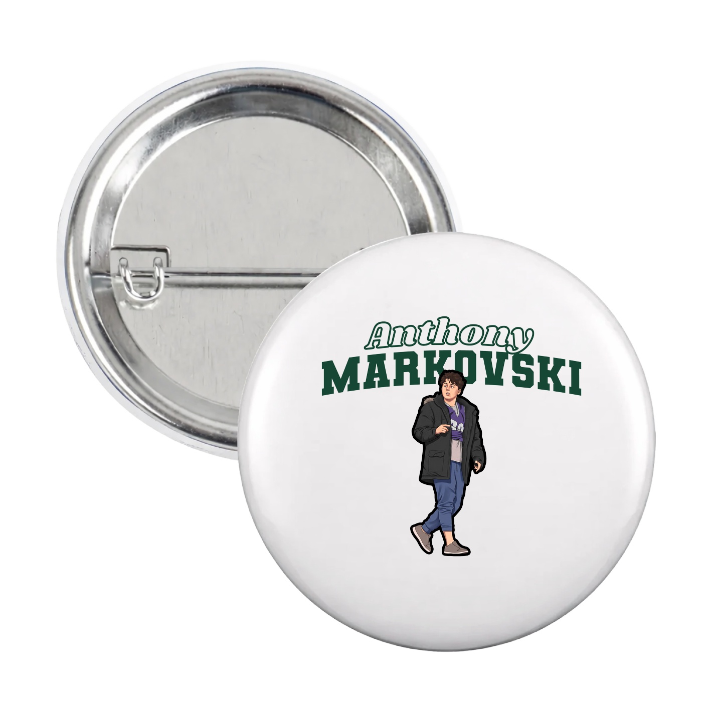 Game Day Button — Name Arch in White