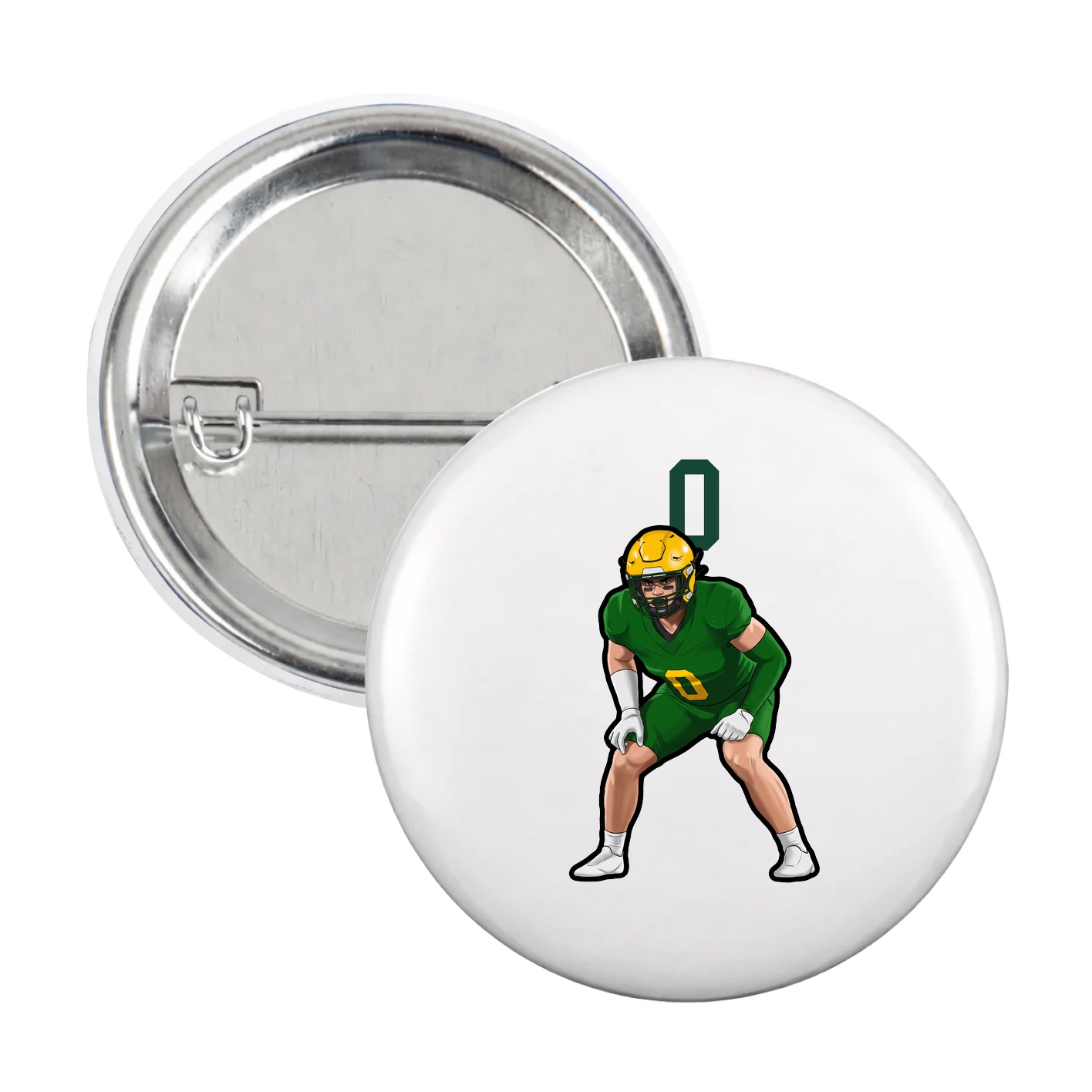 Game Day Button — Number Top in White