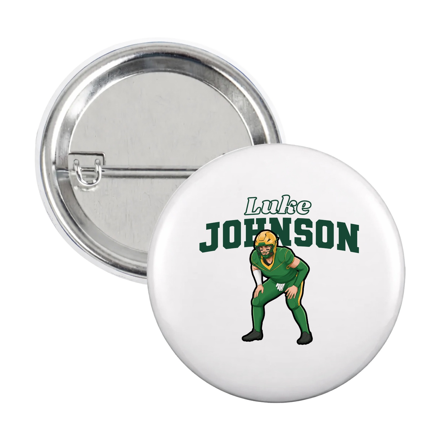 Game Day Button — Name Arch in White