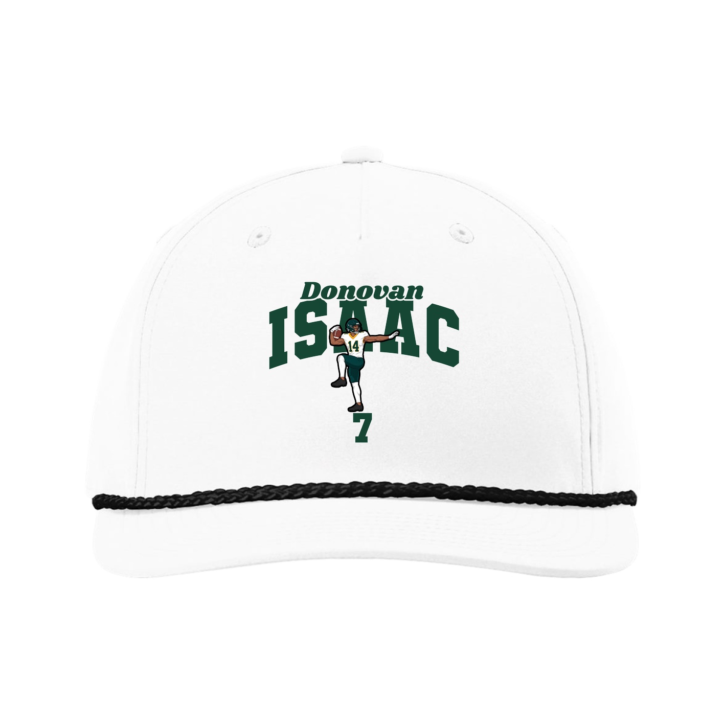 Five-Panel Classic Rope Cap — Signature Arch in White
