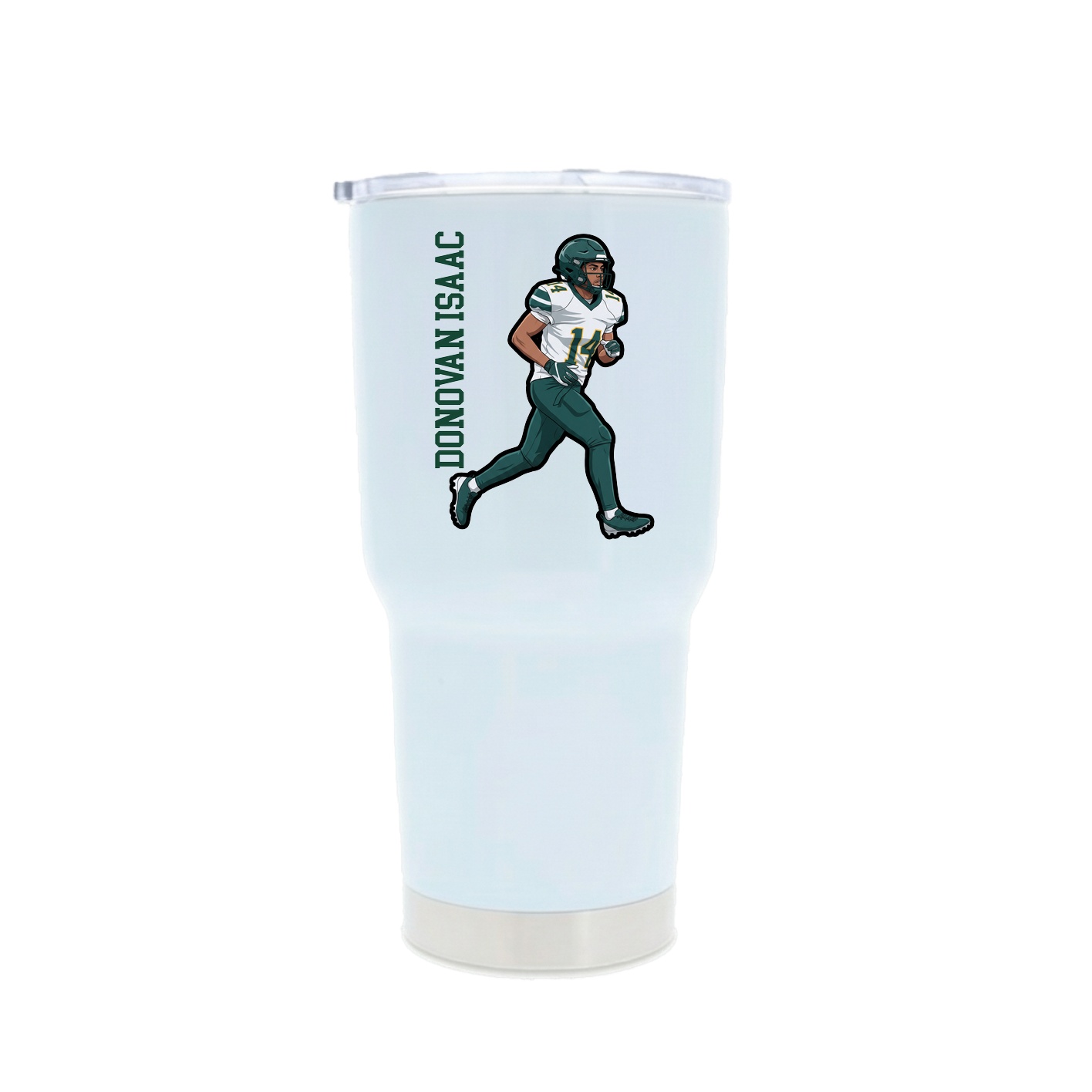 30oz Stainless Steel Tumbler — Name Vertical in White